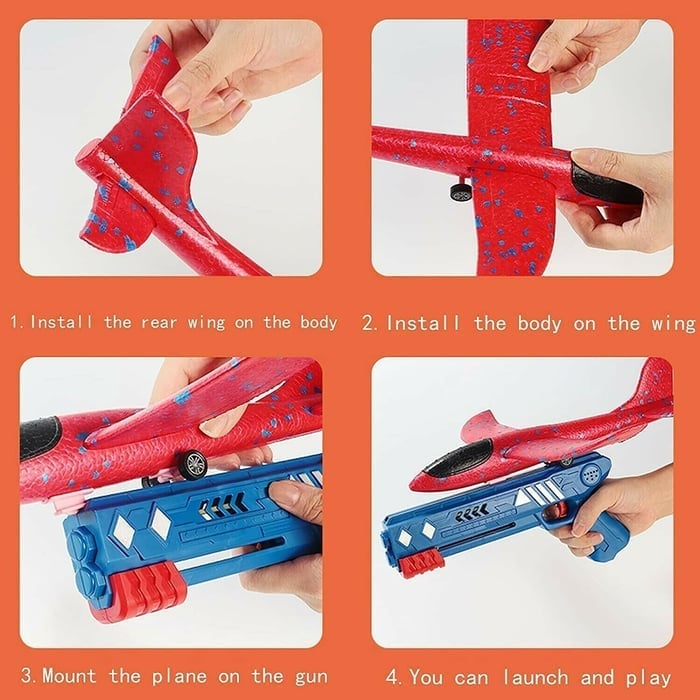Bubble Catapult Airplane Toy – Foam Glider Launcher for Kids ✈️