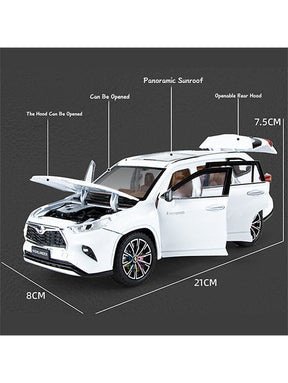 Toyota Highlander Model Metal Diecast Car 1:24 Scale - White (TV-S-24)