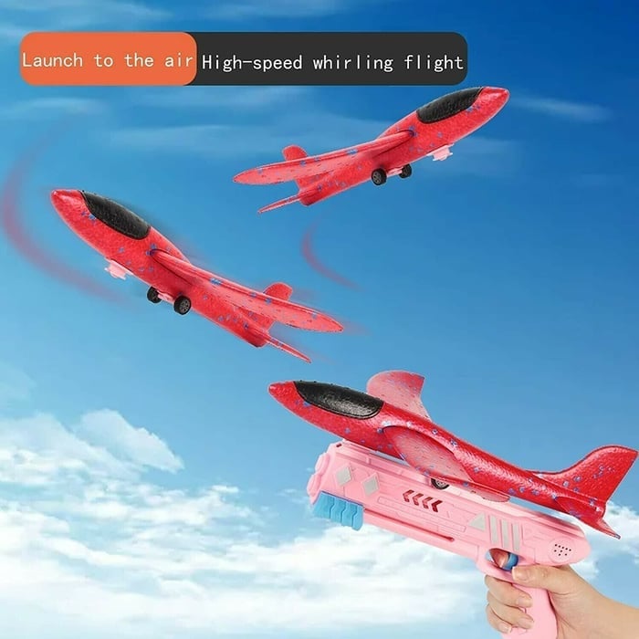 Bubble Catapult Airplane Toy – Foam Glider Launcher for Kids ✈️