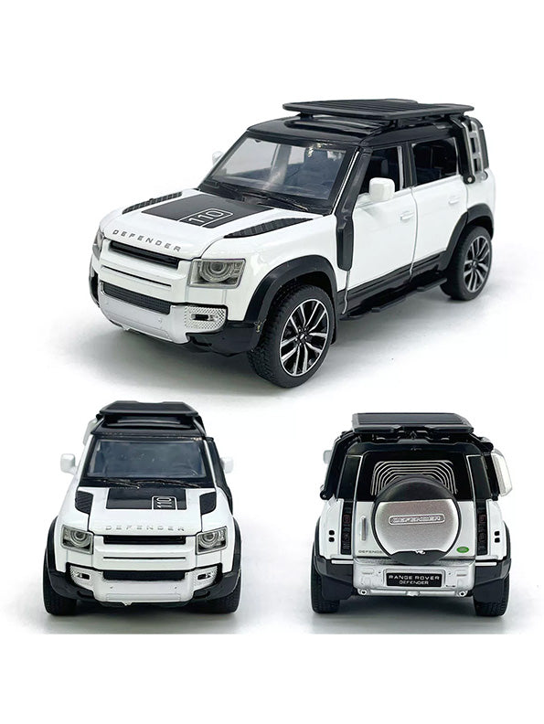 Land Rover Defender Metal Diecast Car - White - Scale 1:32