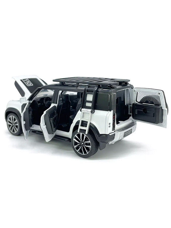 Land Rover Defender Metal Diecast Car - White - Scale 1:32