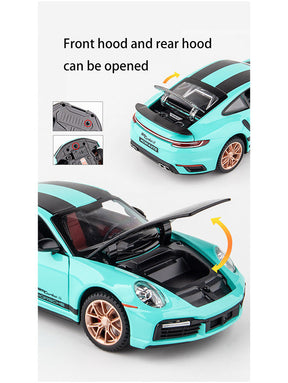 Porsche 911 Turbo S Metal Diecast Car - T-Blue - Scale 1:24 - Big Size