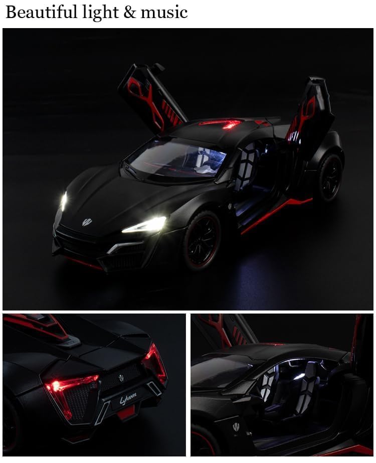 W Motors Lykan Hyper-Sport Speed Racing Car Openable Doors Model Car Metal Diecast Car - Size