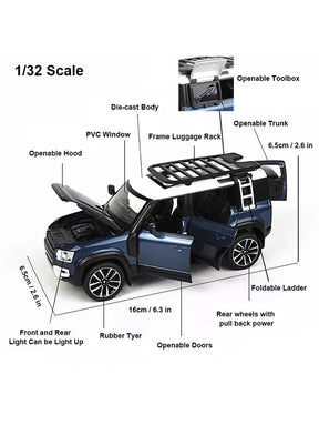 Land Rover Defender Metal Diecast Car - Navy Blue - Scale 1:32