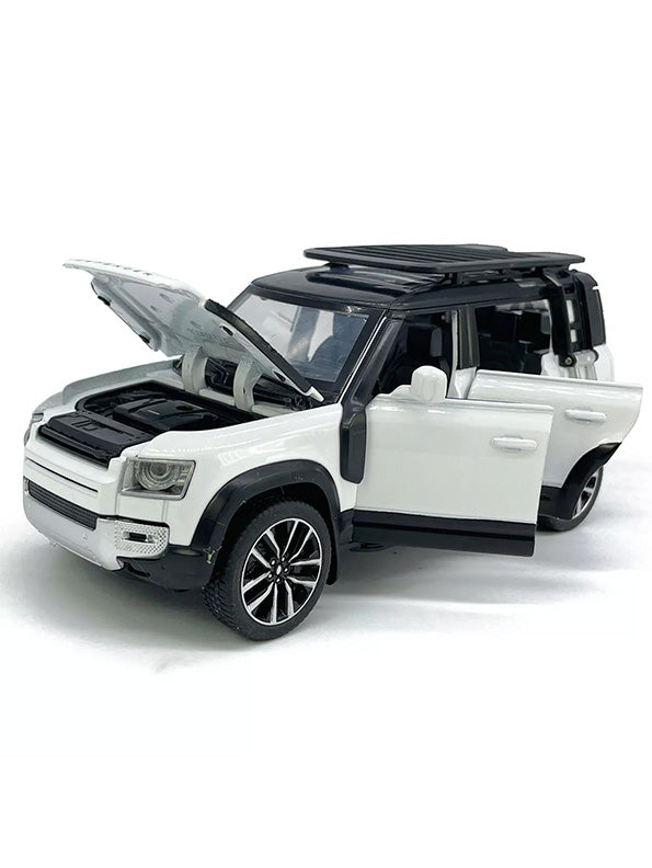 Land Rover Defender Metal Diecast Car - White - Scale 1:32