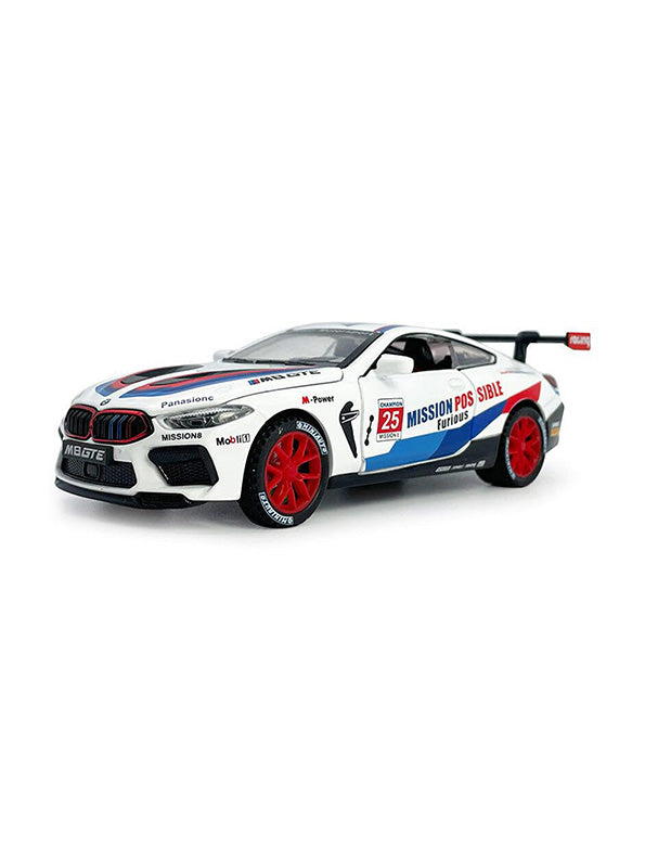 BMW M8 GTE Metal Model Diecast Car Scale 1:24 - White (S)