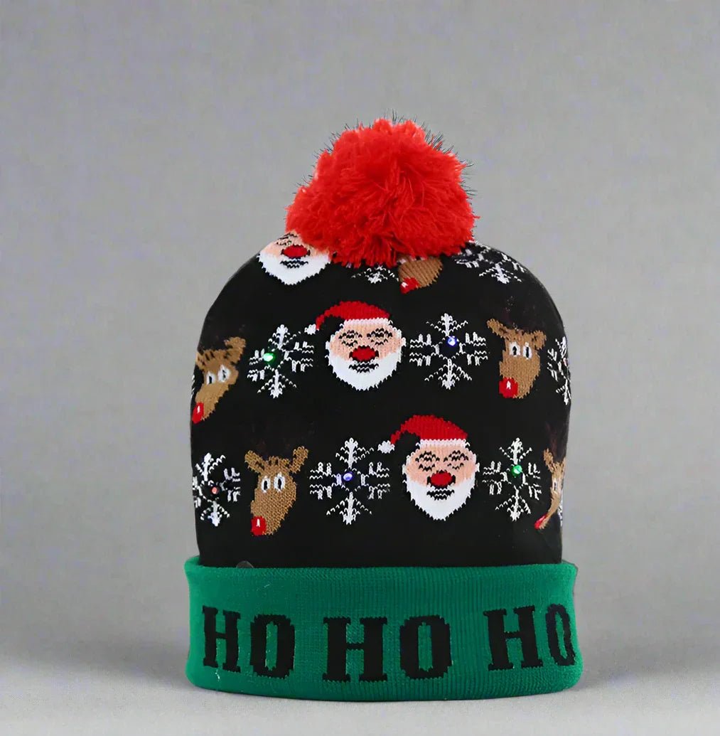 Light Up Christmas Beanie- HOHOHO