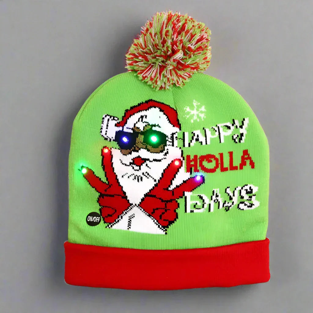 Light Up Christmas Beanie- Happy Holla Days