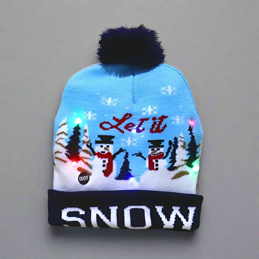 Light Up Christmas Beanie- Black and Blue