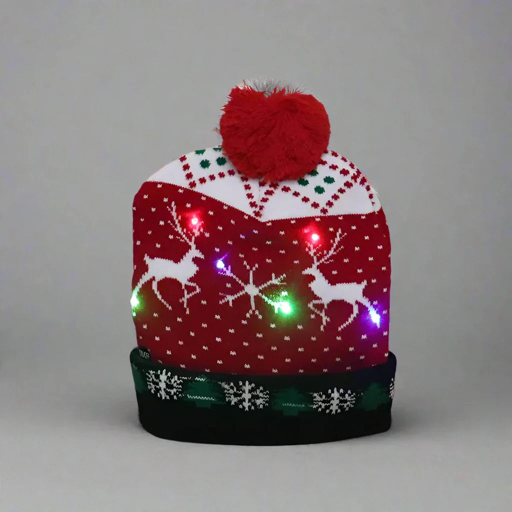 Light Up Christmas Beanie- 2 Deer 1