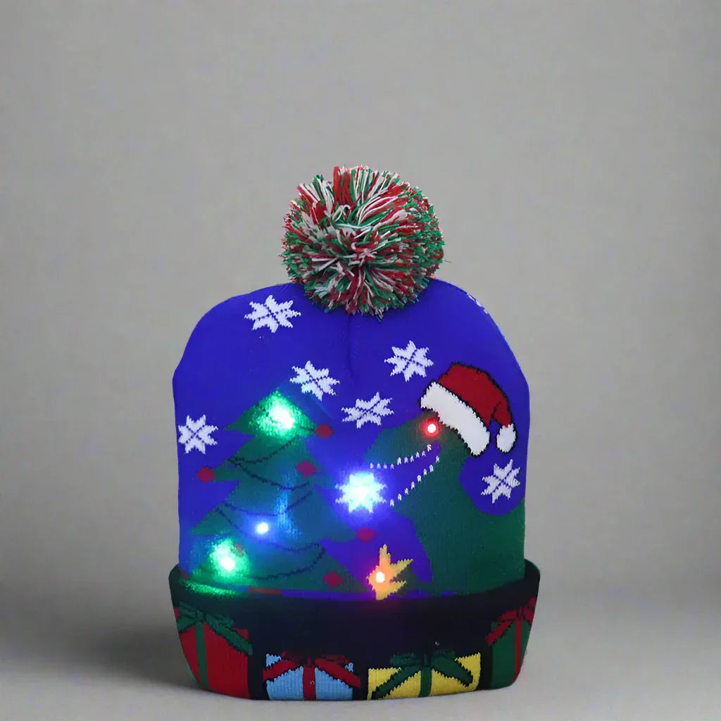 Light Up Christmas Beanie- Dinosaur