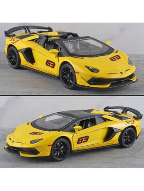 Lamborghini Aventador SVJ 63 Metal Model Diecast Car Scale 1:24 - Yellow (S)