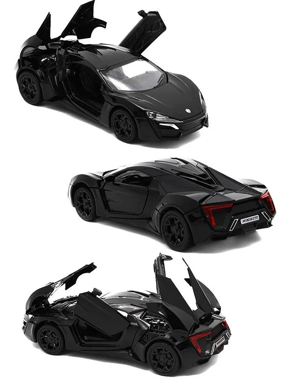 Lykan Racing Metal Model Diecast Car - Black - Scale 1:32