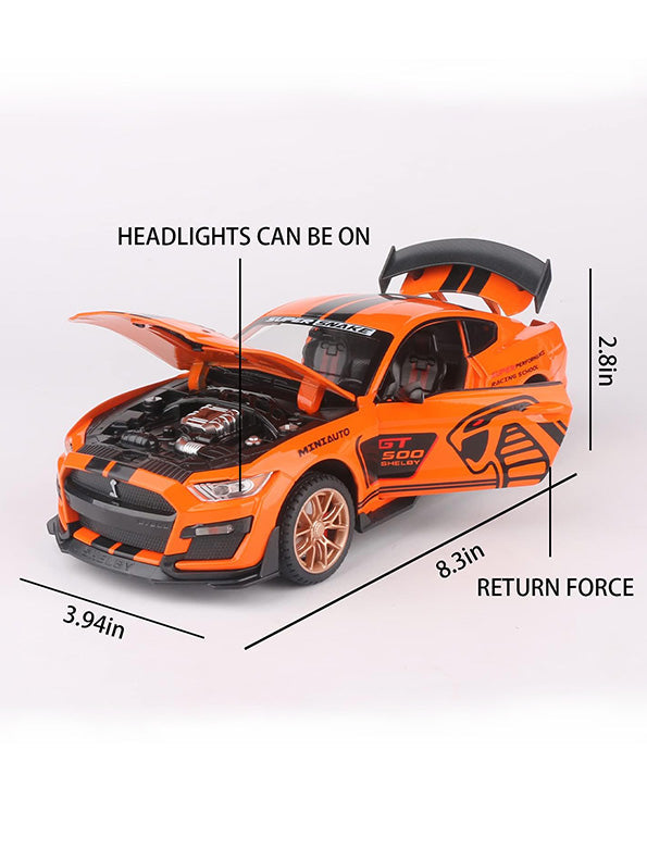 Mustang Shelby Cobra GT 500 Metal Model Diecast Car Scale 1:32 - Orange (S)