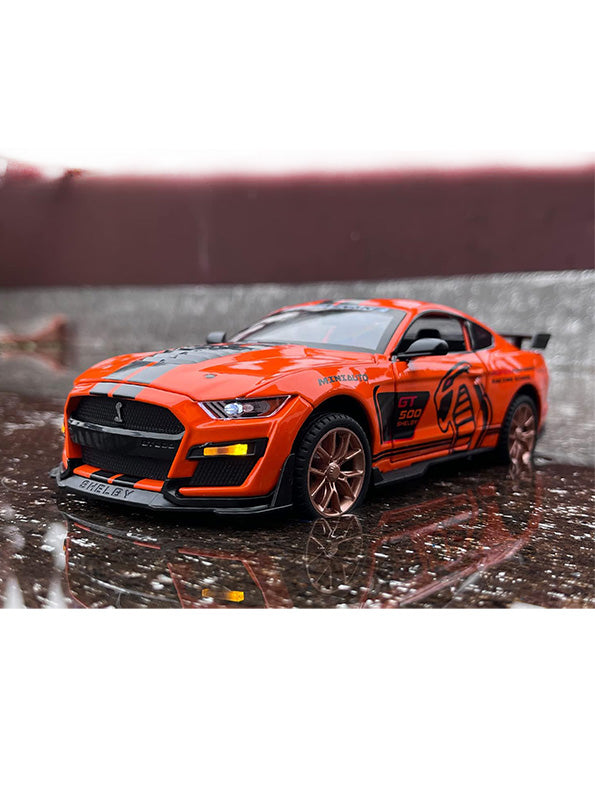 Mustang Shelby Cobra GT 500 Metal Model Diecast Car Scale 1:32 - Orange (S)