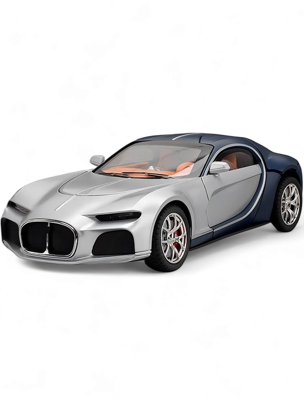 Bugatti Atlantic Metal Diecast Car - Blue-Silver