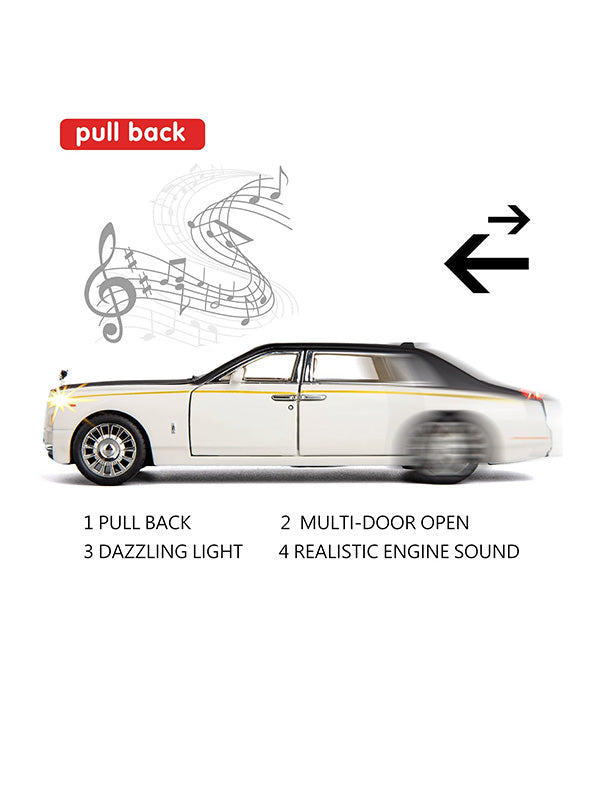 Rolls Royce Phantom Diecast Metal Modal Car Scale 1:32 - White Medium Size (L12-81)