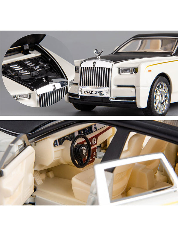 Rolls Royce Phantom Diecast Metal Modal Car Scale 1:32 - White Medium Size (L12-81)