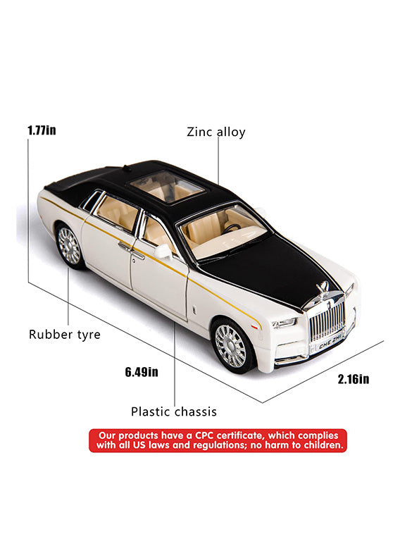 Rolls Royce Phantom Diecast Metal Modal Car Scale 1:32 - White Medium Size (L12-81)