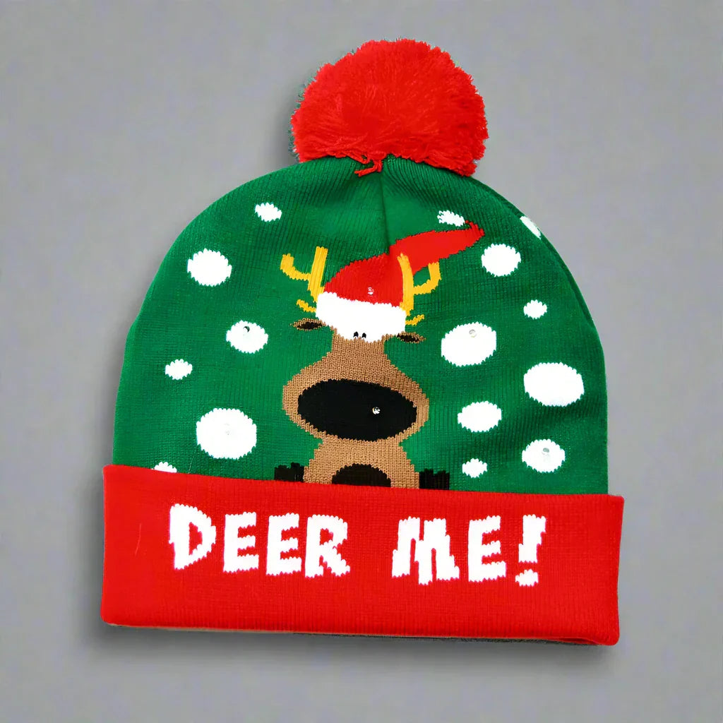 Light Up Christmas Beanie- Deer Me!