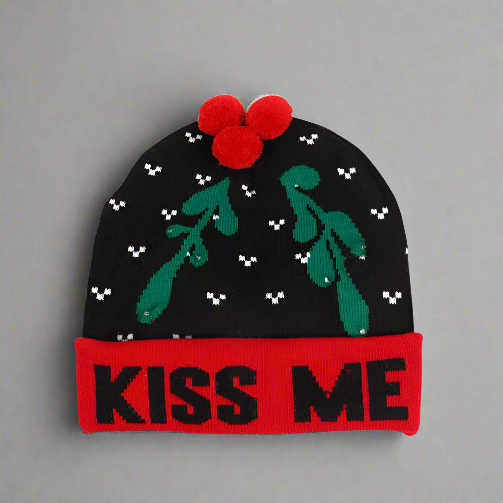 Light Up Christmas Beanie- Kiss me