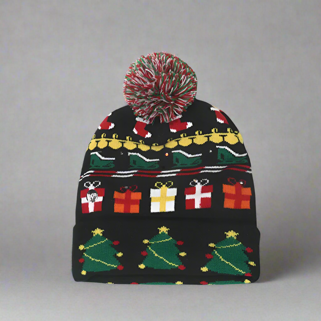 Light Up Christmas Beanie- Black