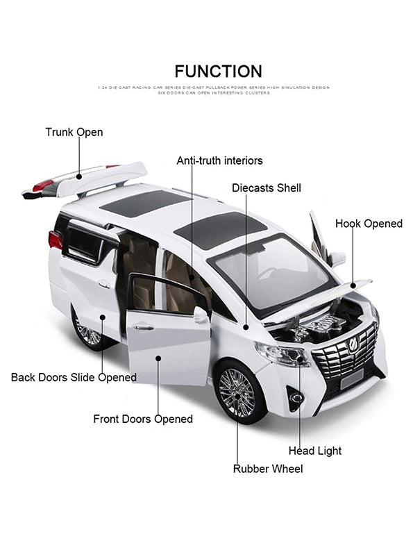 Toyota Alphard Metal Model Diecast Car - White (L12-26)