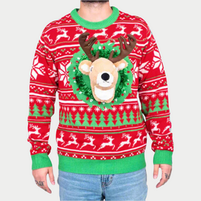 Reindeer Wreath Men's Ugly Christmas Sweater