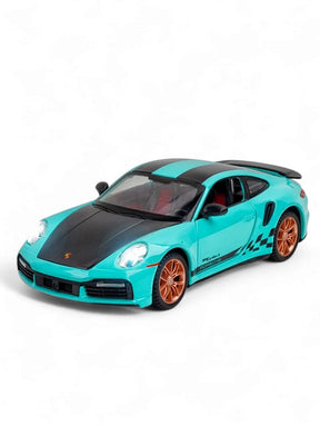 Porsche 911 Turbo S Metal Diecast Car - T-Blue - Scale 1:24 - Big Size