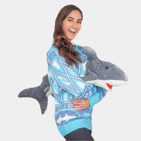 🦈 Holiday Shark Attack Women's Sweater – Dive into Festive Fun!