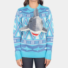 🦈 Holiday Shark Attack Women's Sweater – Dive into Festive Fun!