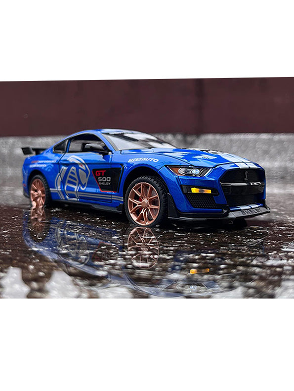 Mustang Shelby Cobra GT 500 Metal Model Diecast Car Scale 1:32 - Blue (S)