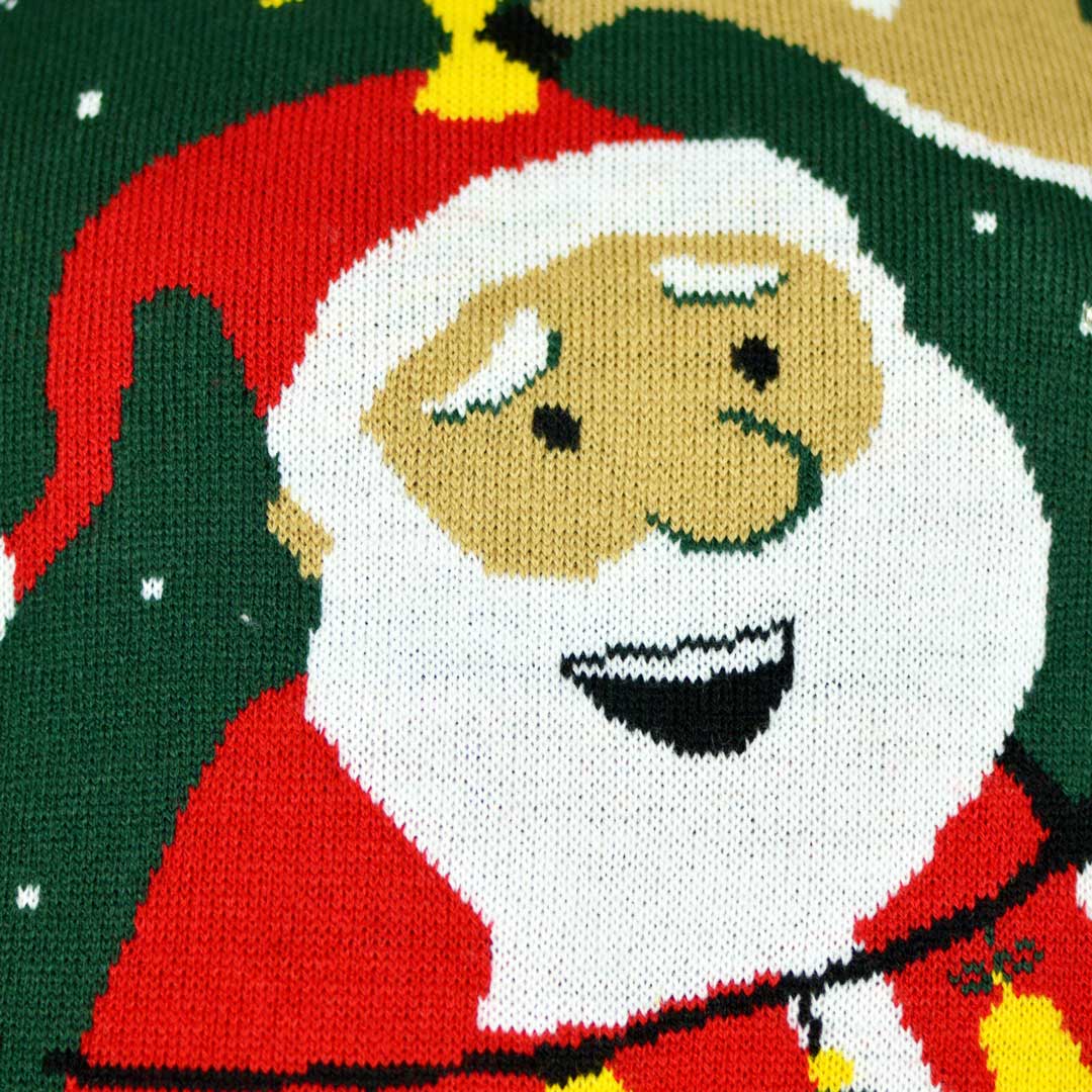 LED light-up Men's Ugly Christmas Sweater Santa Claus in a mess